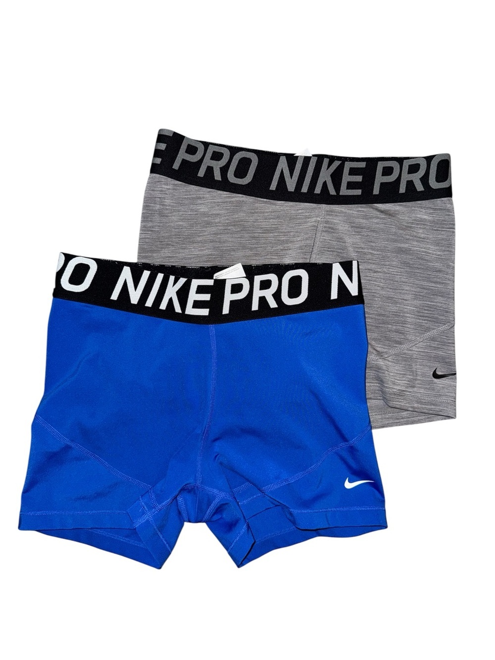 Women’s Nike Pro Compression shorts set of 2 Royal Blue & Gray size Large